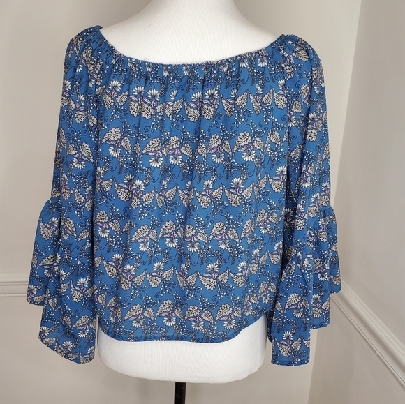 Subdued Blue Boho Top Medium - Picture 1 of 7